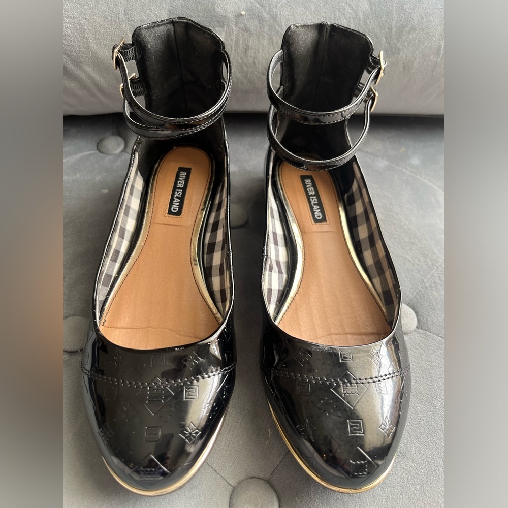 River Island cute flats with double ankle  buckle